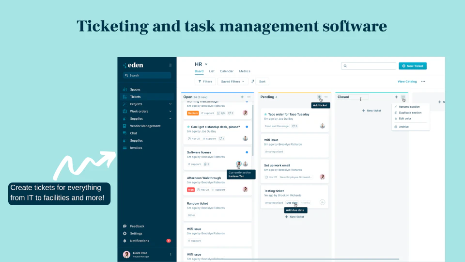 screenshot of Eden Workplace